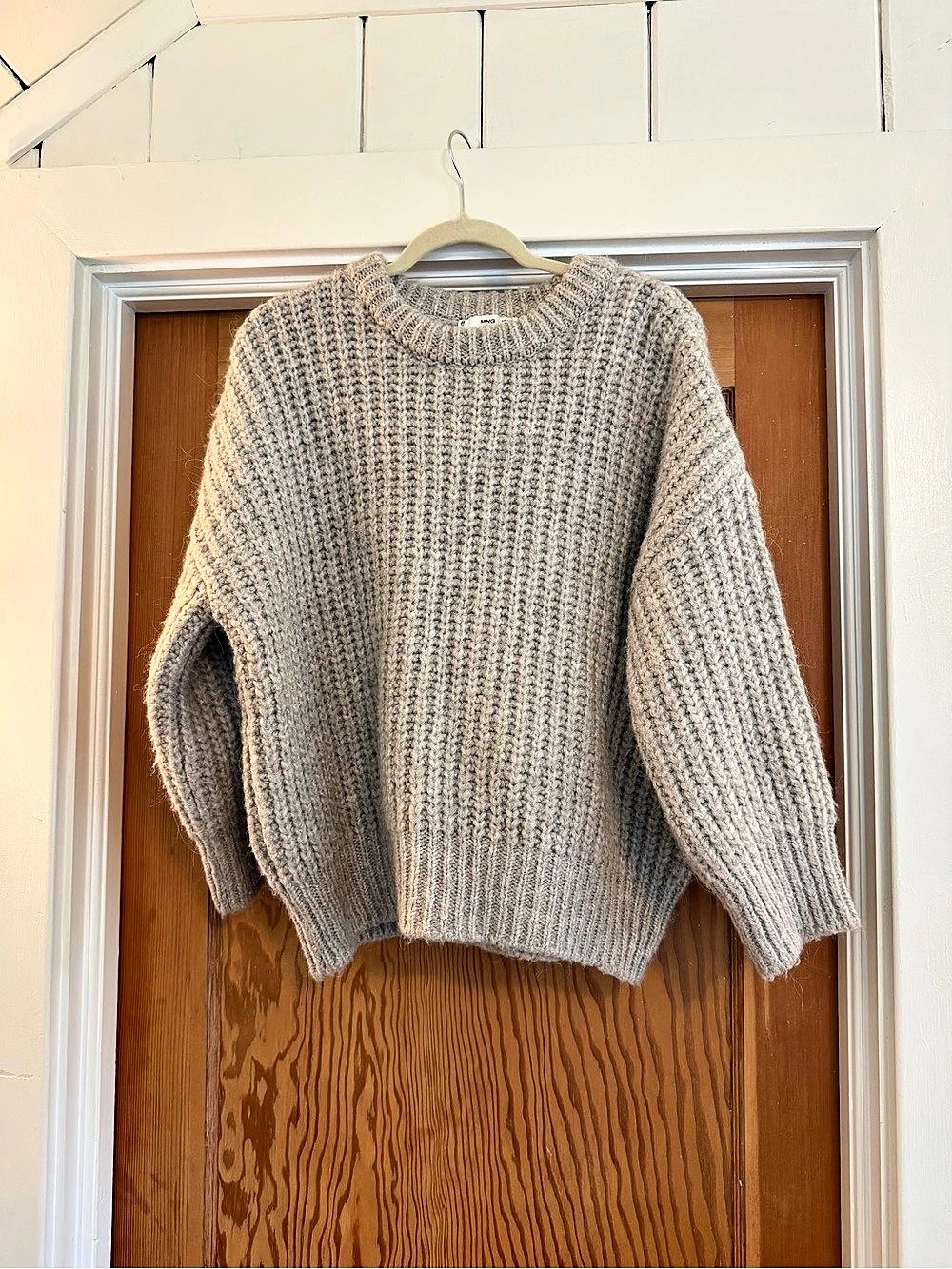 Mango wool Blend Chunky Knit Sweater in Gray Size Medium